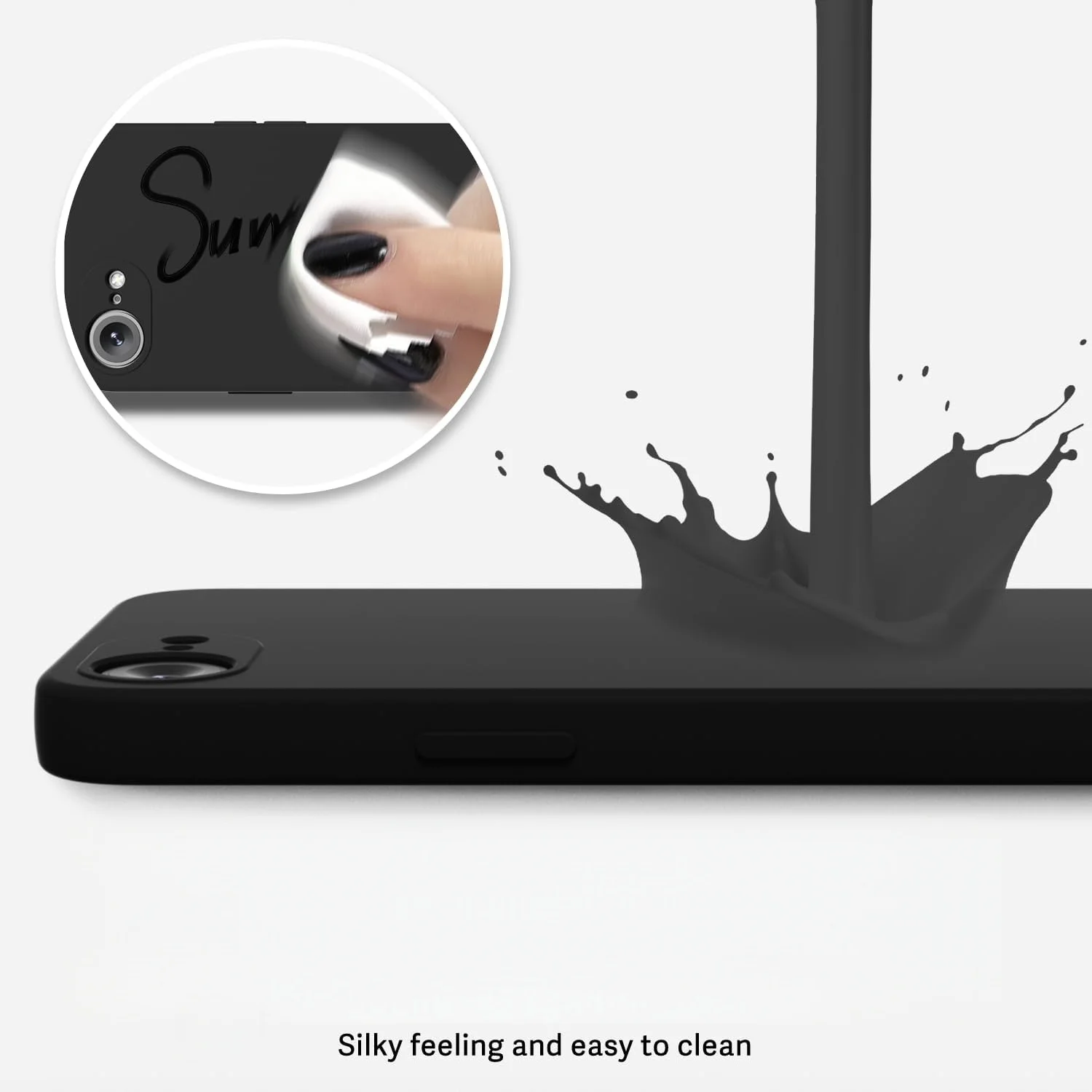 Modische Einfarbige Stoßfeste Schutzhülle aus Flüssigsilikon für iPhone 17e/16e/SE2022/SE2020/8/7/8+/7+/Xs Max/XR/XS/X – Detail 4