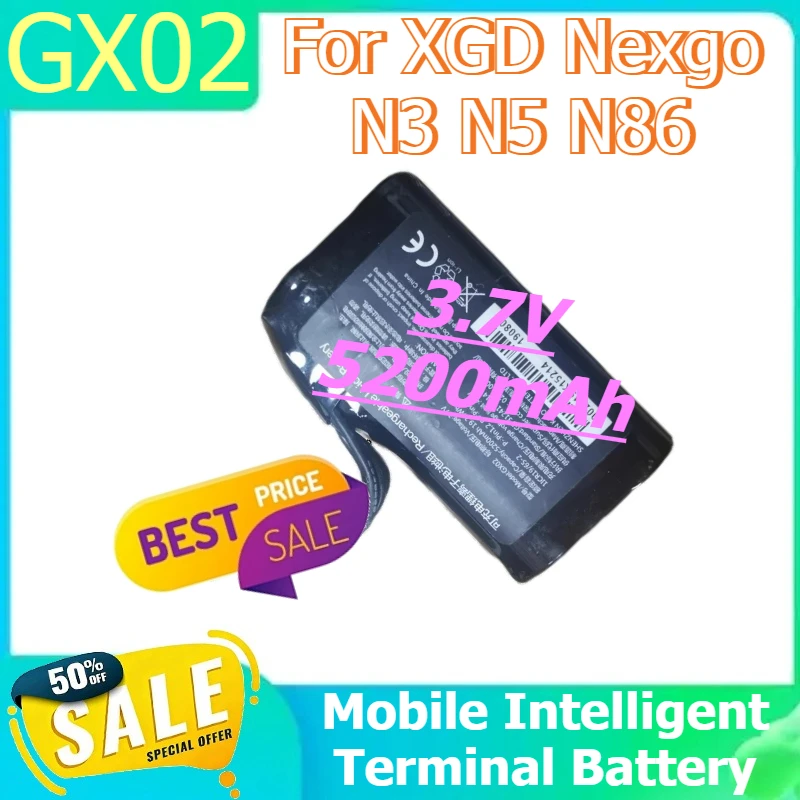

GX02 Mobile Intelligent Terminal Battery for POS Battery for XGD Nexgo N3 N5 N86 for ICR-18650 3.7V 5200mAh 19.24Wh