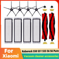 For XiaoMi Roborock  S50 S51 S55 S6 S6 Pure Accessories Vacuum Cleaner Parts Washable HEPA Filter Main Brush Side Brush