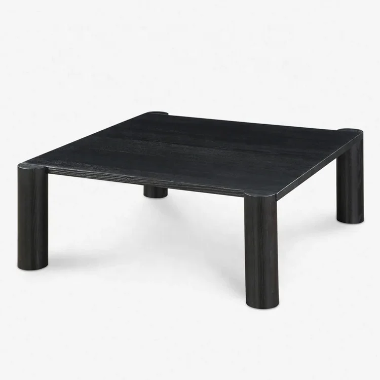 

Living room furniture designer mid-century modern solid wood oak black square coffee table