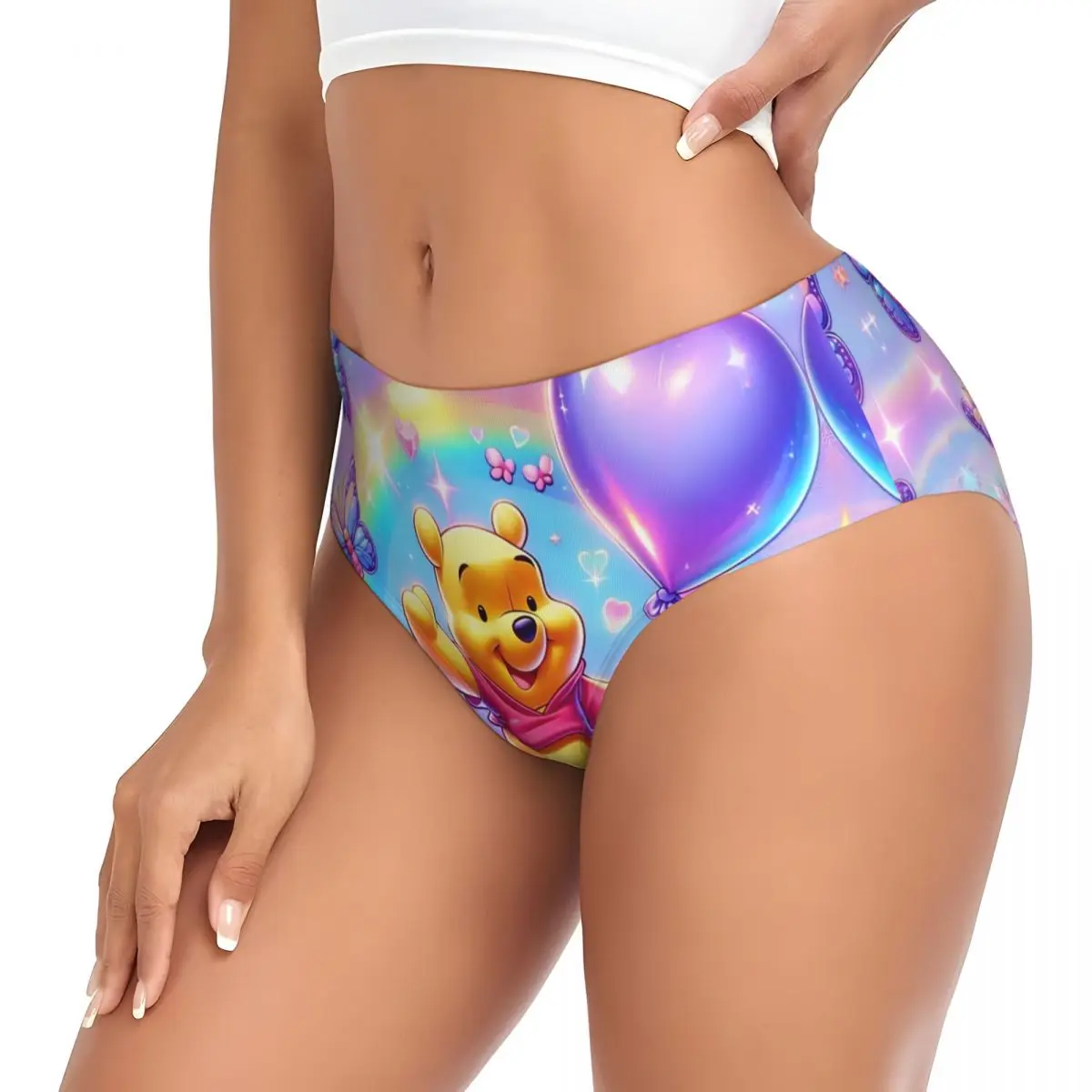 Custom Womens Winnie The Pooh Animations Cartoons Love Panties Underwear Female Breathable Hot Briefs Underpants
