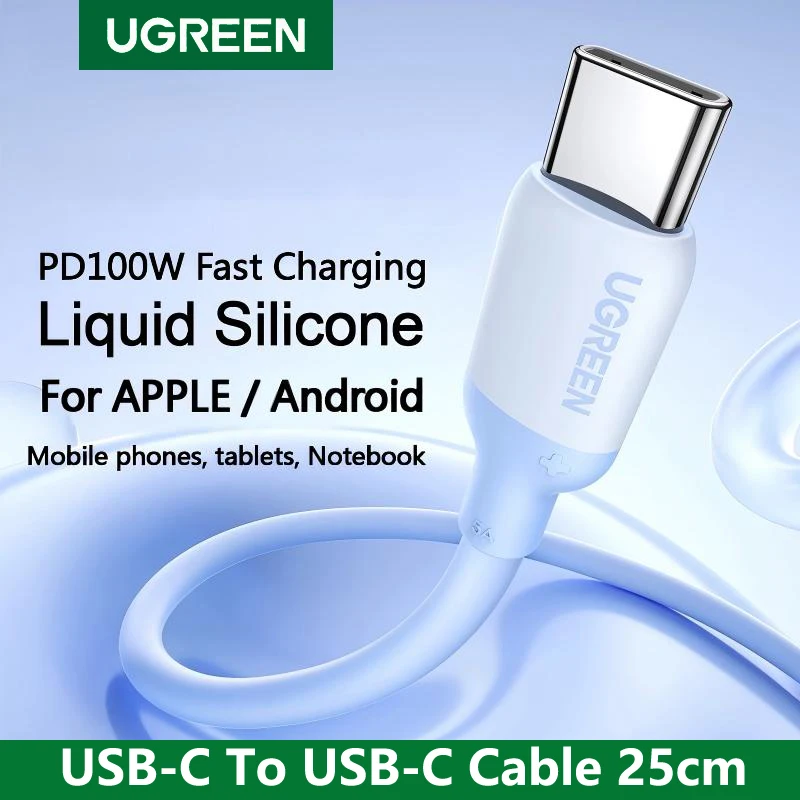 UGREEN 100W USB Type C To Type C Cable PD Fast Charging Data For Apple iPad iPhone 17 16 Macbook Quick Charger Android Silicone