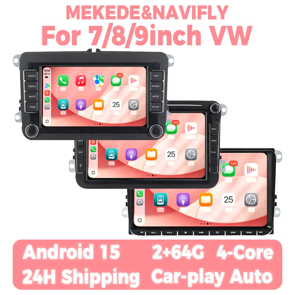 

Автомагнитола Android 15 (7/8/9 дюймов) для VW Volkswagen Passat B6 B7 Golf 5 6 Polo Jetta Skoda с GPS, беспроводным CarPlay и Android Auto