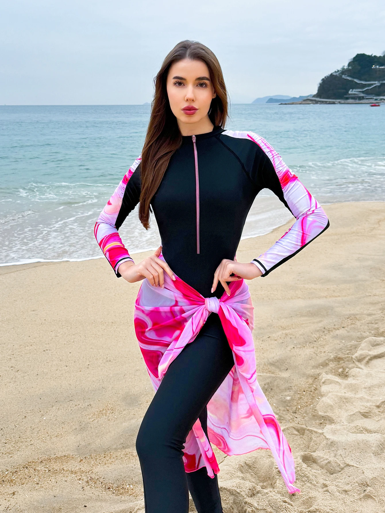 

3PCS Muslim Burkini Femmes Women Modest swimsuit long sleeved Ladies Swimwear beach swimsuit SPF50+ Surfwear diving suits