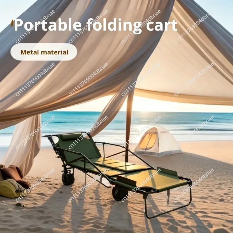 Heavy Duty Folding Camping Cart Wagon, Portable All-Terrain Push Pull Hand Truck with Quick Release for Outdoor Beach Fishing