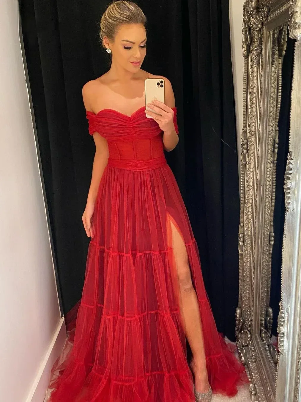 Bowith Prom Dress Off Shoulder Evening Wedding Party Dresses A Line Dress with Floor Length Elegant vestido Formal Party Gown