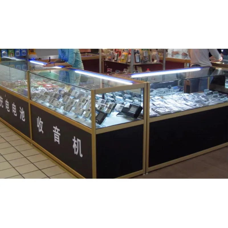 Custom.Aluminum Frame Silver pink Color Glass and MDF Corner showcase Design with Storage Cabinet