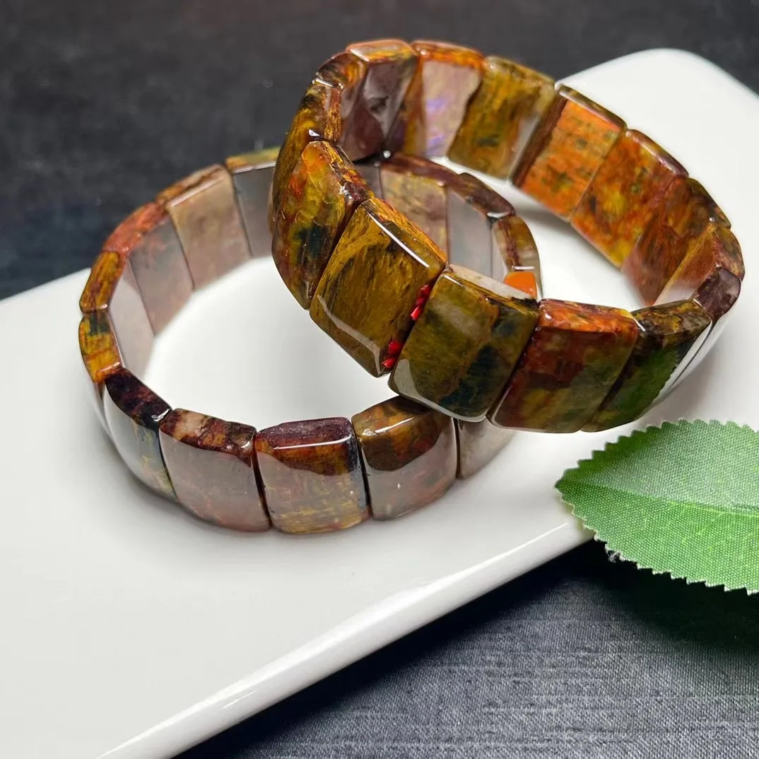 

1 Pc Fengbaowu Natural Stone Pietersite Bangle Bracelet Rectangle Beads Fashion Jewelry Gift For Women Men