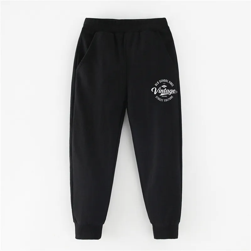 Boys Letter Print Sweatpants, Breathable Soft Cotton Loose‑Fit Spring Autumn Casual Pants With Elastic Waist & Side Pockets