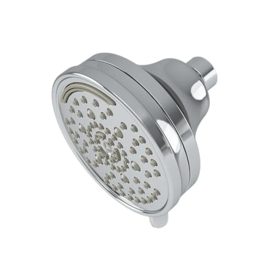 

Bathroom showerhead, polished chrome, 4 inch round, high pressure, 7 spray modes, adjustable, multifunction, HydroMersion Class