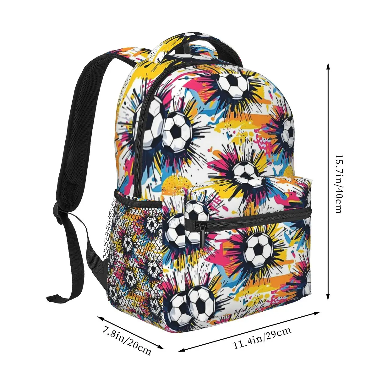 Football Soccer Graffiti Pattern Backpack Student Boys Girls BookBag Kids School Bag Laptop Shoulder Bags for Men Women