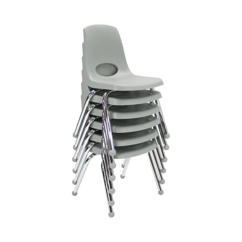 14" School Stack Chair, Stacking Student Seat with Chromed Steel Legs and Ball Glides for in-Home Learning or Classroom