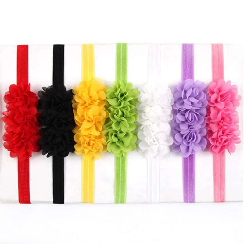 

10pcs/lot New Chiffon Flower Baby Headband Kids Girls Elastic Hair Bands Accessories Headwear Gifts