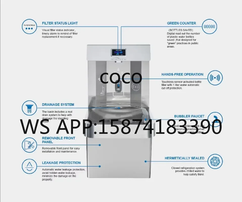 Stainless Steel Outdoor Cold Water Dispenser, Public Pedestrian Drinking Fountain