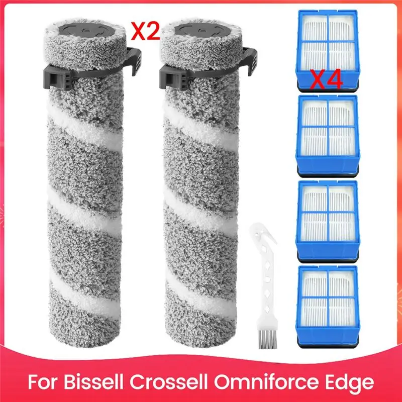 Juego de repuesto de filtro de rodillo de cepillo 3930F 3933 3930 para aspiradora Bissell Crosswave Omniforce Edge para limpieza de suelos duros, aspiradora en seco y húmedo-AT36