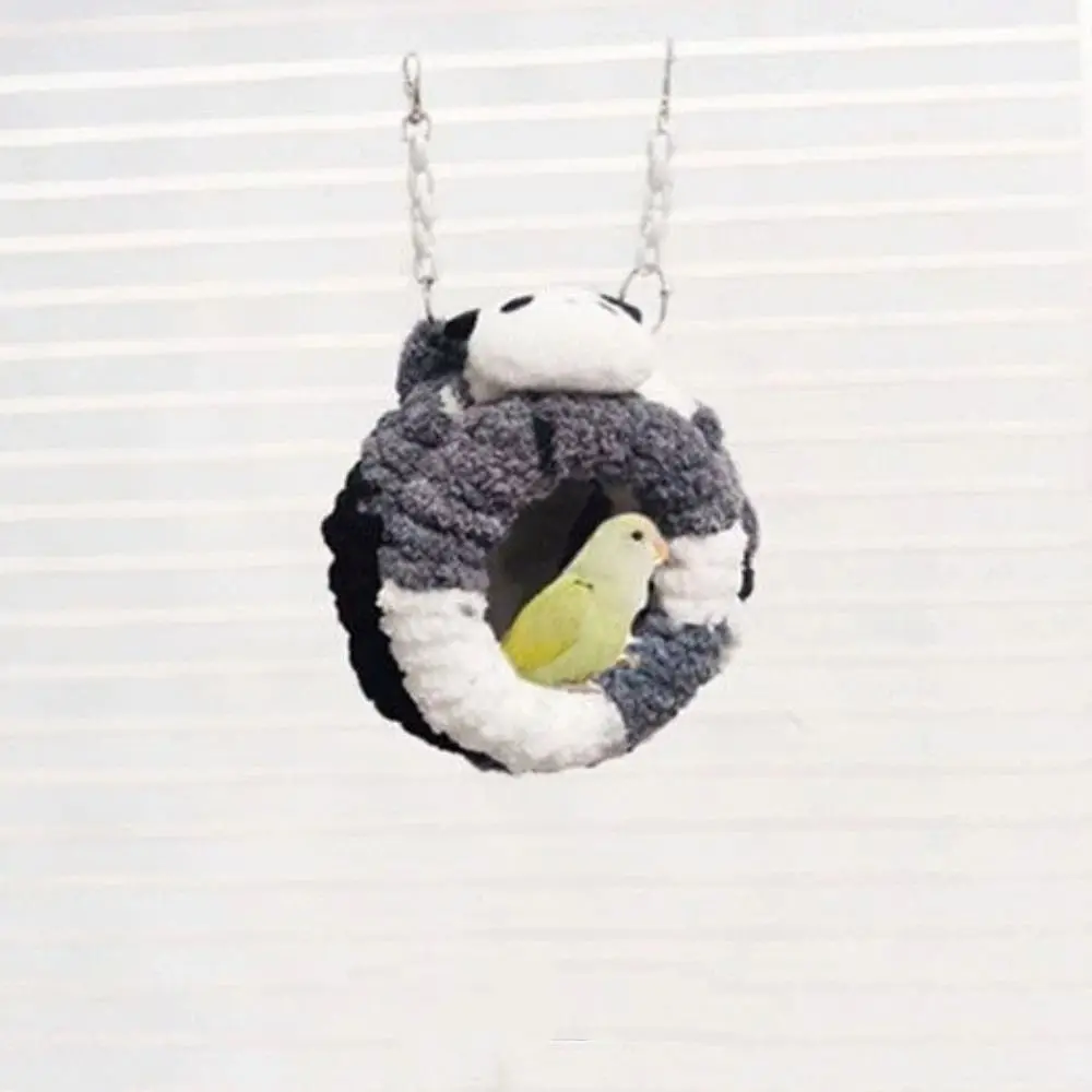 Bird Toy Plush Warm Bird Nest Thickened Cartoon Panda Bird Cage Bed Comfortable Parrot Hanging Hammock Indoor