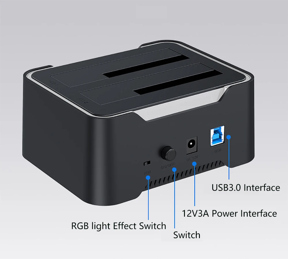 محطة إرساء HDD مزدوجة الخليج لمحطة إرساء القرص الصلب 2.5/3.5 بوصة HD SSD SATA إلى USB لمحرك الأقراص الصلبة غير المتصلة بالإنترنت بحد أقصى 16 تيرابايت HD