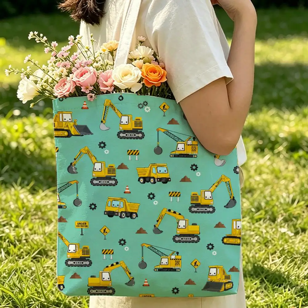 ART Transportation Cars Truck Boat Racing Storage Bags Beach Canvas Shoulder Tote Bag Double-Sided Print Handbag Travel Picnic