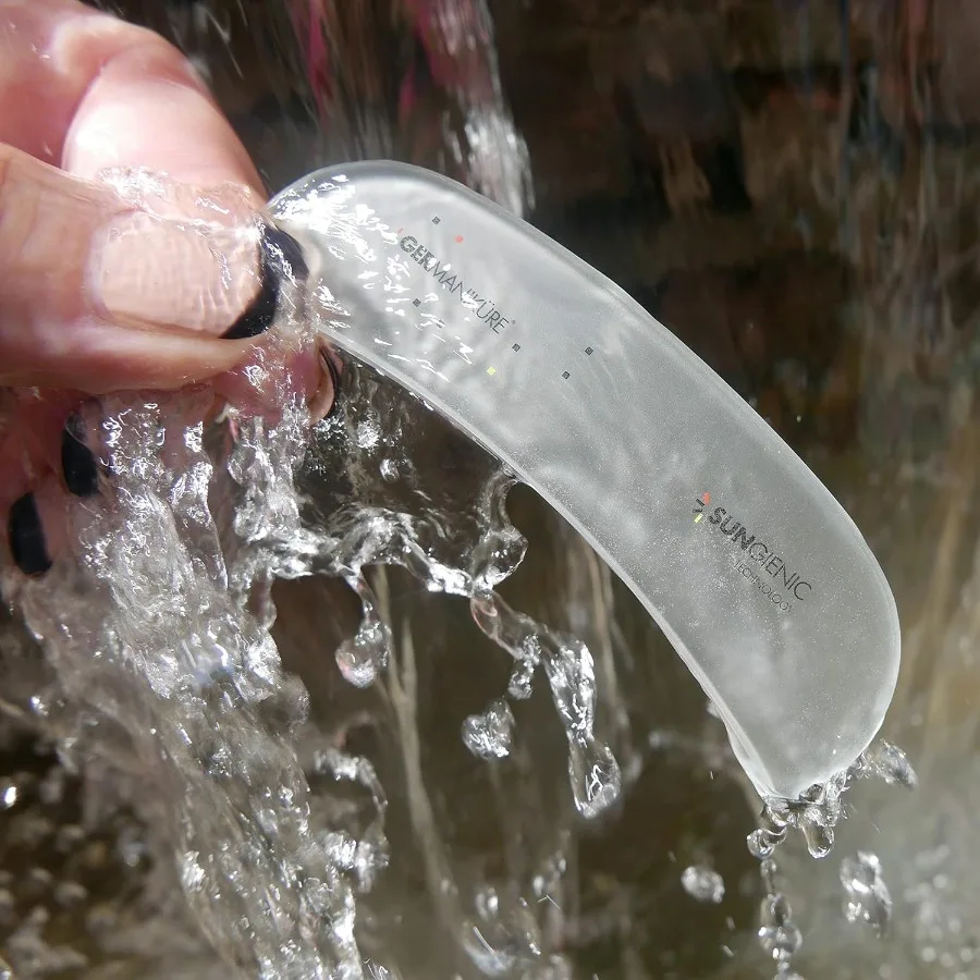 Gray Glass Moonfile in Suede Case Ethically Made in Czech Republic for Easy Guided Nail Filing Perfect for AtHome Spa Treatment