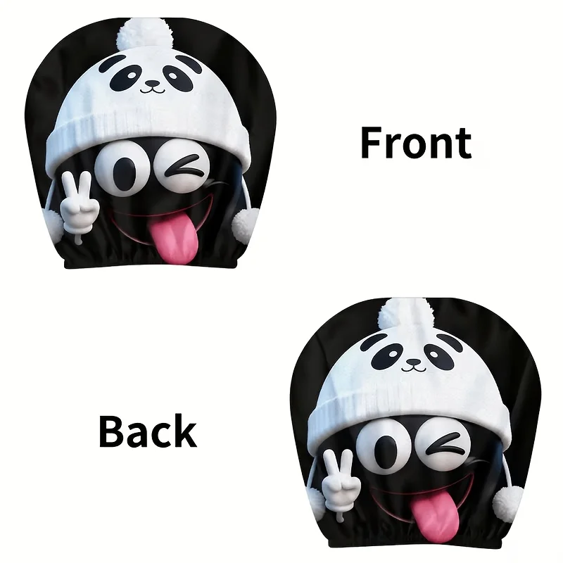 2x White Cartoon Smiley Face Car Headrest Pillow Covers Polyester Non-woven Easy Install Clean Fun Decor Auto Interior Ornaments