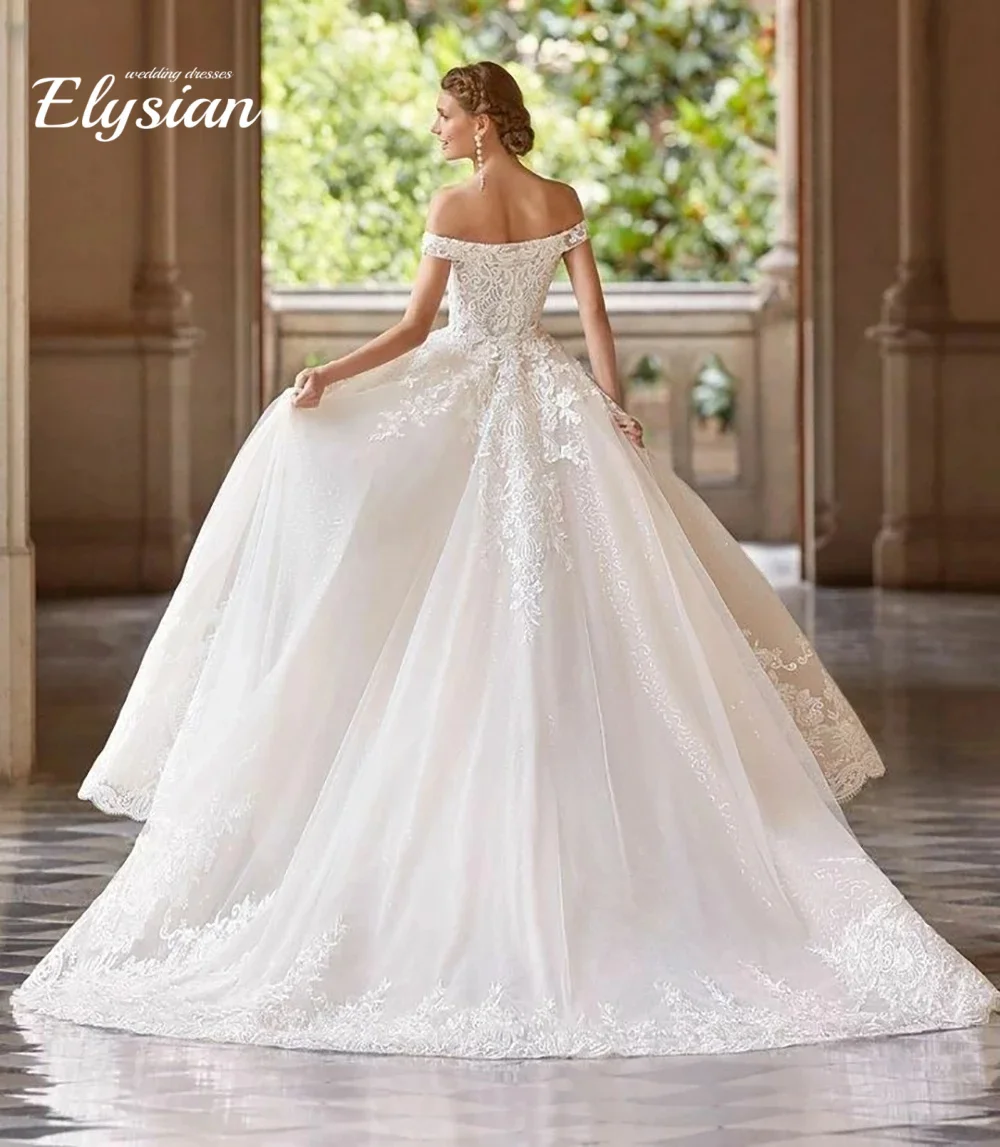 

Customized BOHO Off Shoulder WeddingDress Lace Appliques Mermaid Detachable Train Pleated Bride Prom Gown Luxury Bridal Gowns