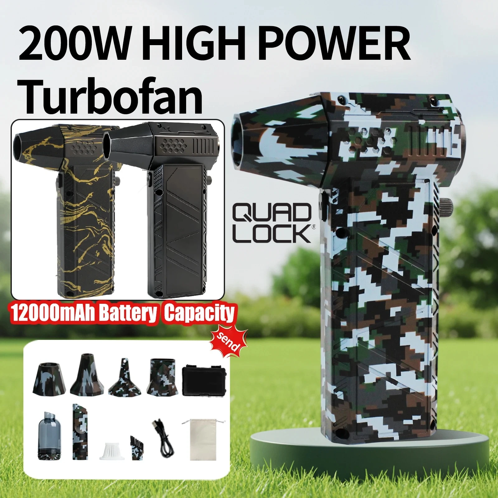 X16 ventilateur violent 300000 tr/min Turbo Jet ventilateur 12000mAh puissant ventilateur d'air Duster nettoyant 200W ventilateur de conduit haute puissance pour le nettoyage de PC de voiture