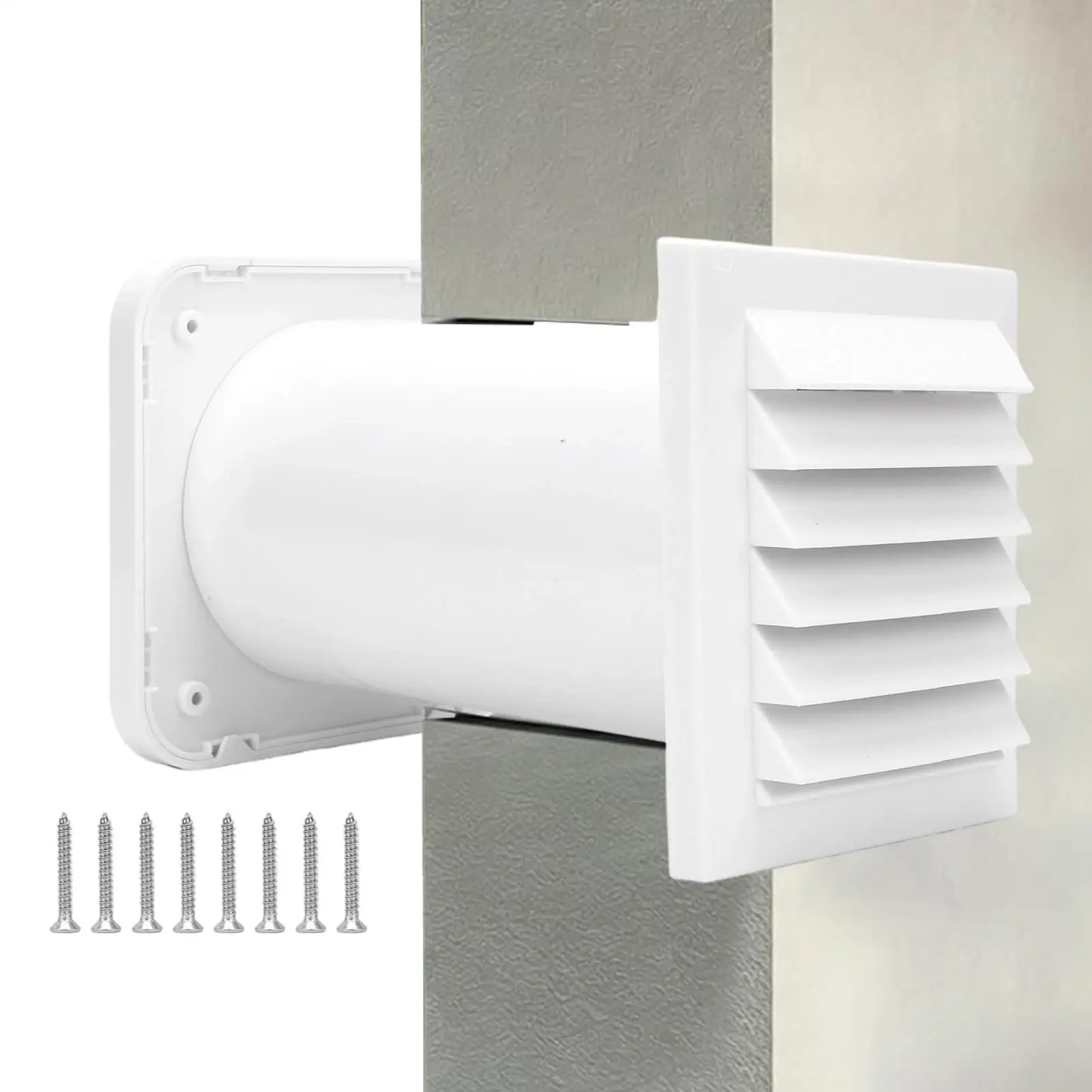 Wall Exhaust Vent Kit Through-Wall Intake Set Ventilation Fan Duct For Home Bathroom Kitchen Garage Workshop, Adjustable Length