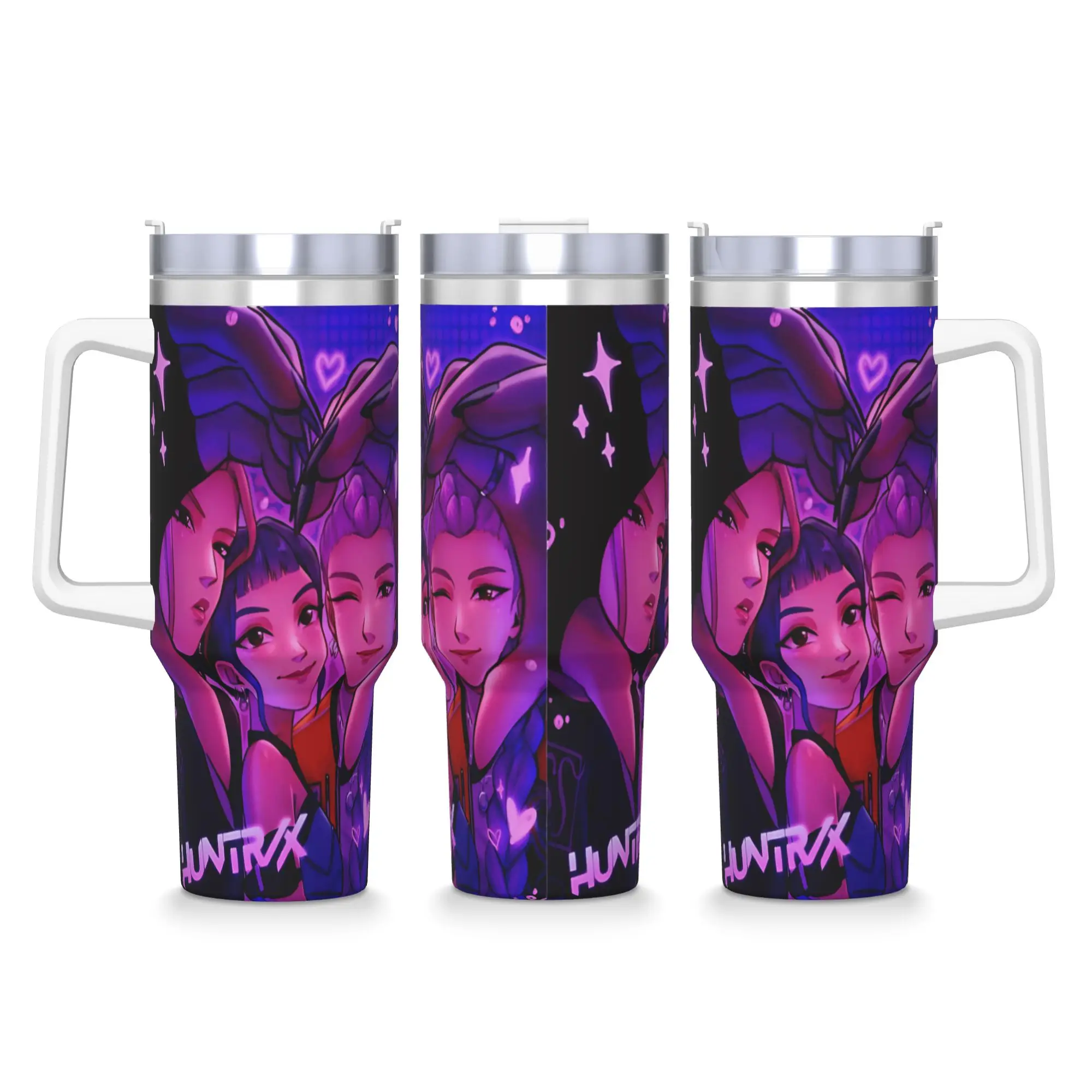 

Huntrix Demon Hunter Heart Mira Rumi and Zoey Стакан из нержавеющей стали Пляжные кружки Чашки Термочашки Холодный напиток Чай Бутылка для воды