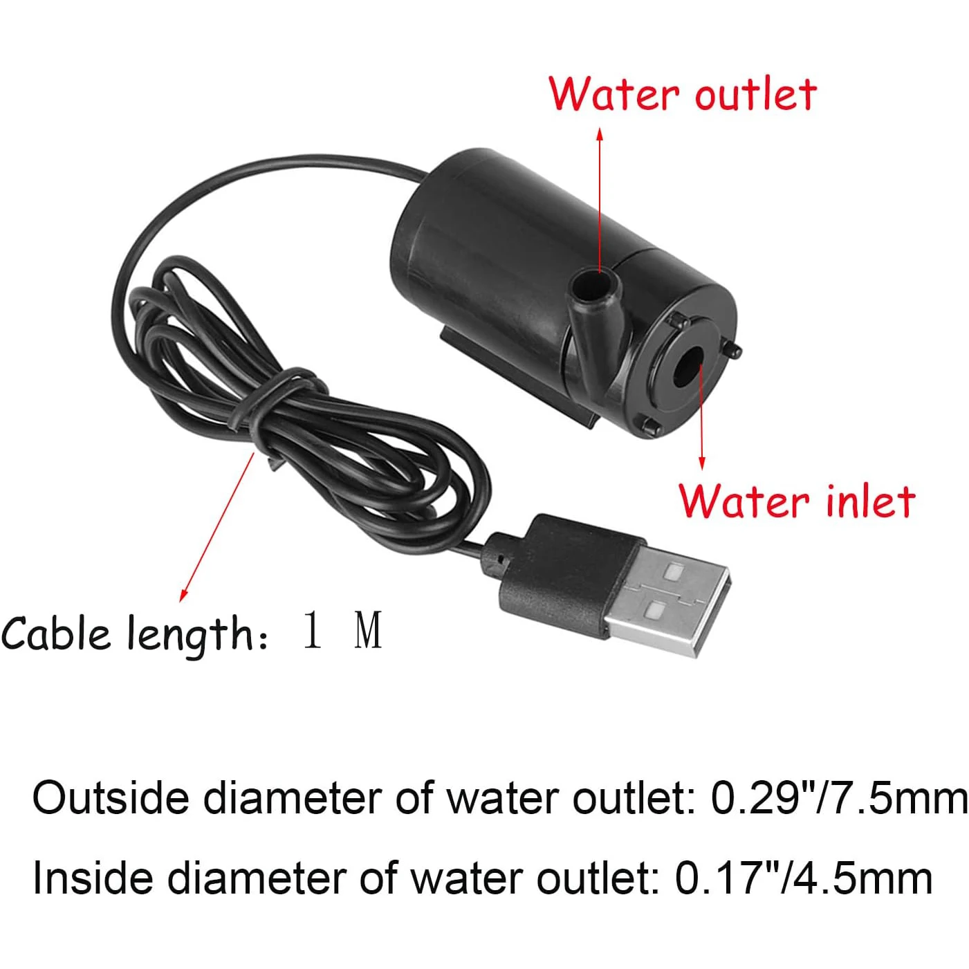 DC 3-5V USB 마이크로 수중 미니 저소음 브러시리스 워터 펌프, 수족관 물고기 탱크 연못 분수 수경법 정원용