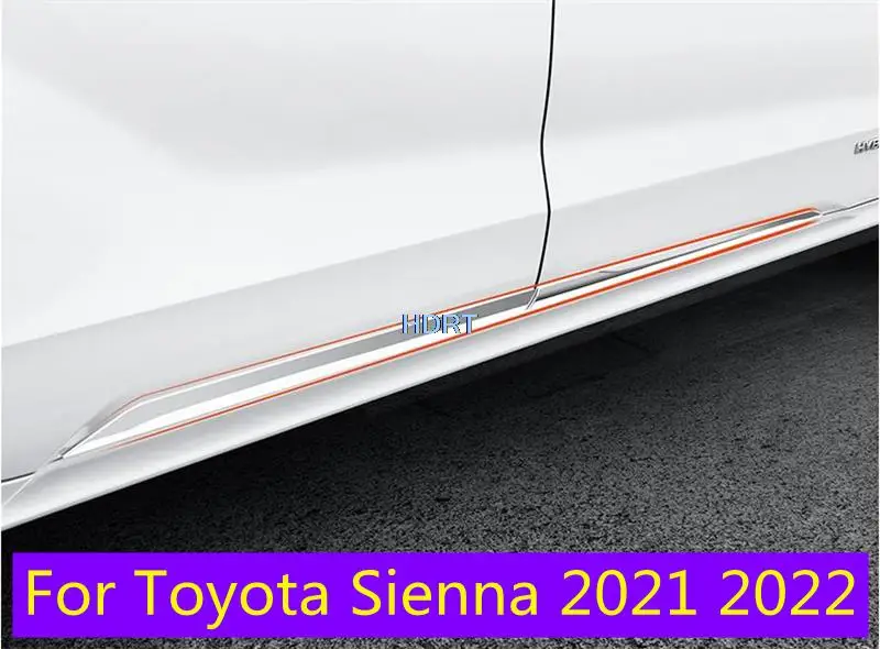 

For Toyota Sienna 2021 2022 Car Accessories Carbon fibre Door Side Sill Pad Trim Cover Sticker Frame Chrome Exterior Decoration