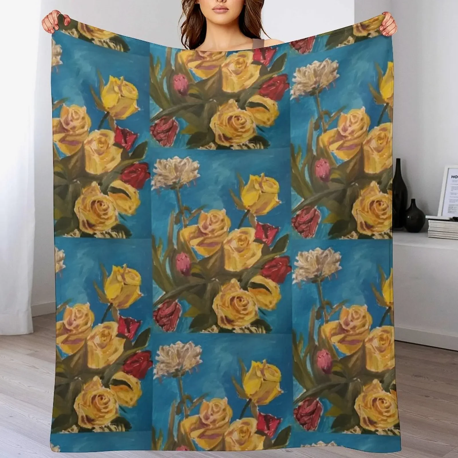 

New Year Roses Throw Blanket No Pilling Soft Warm Blanket for Bed