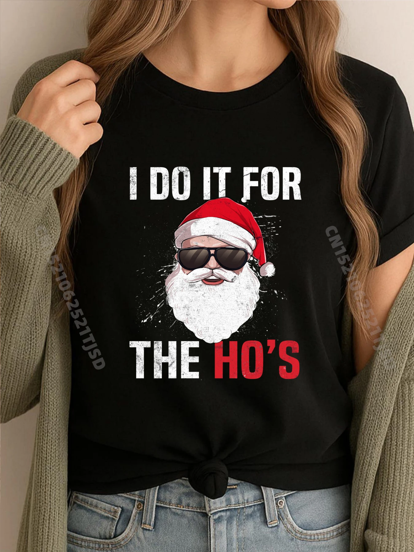 

Рождественские пижамы I Do It For The Ho, футболки с 3d принтом Santa Face, дышащие топы, футболки для женщин в стиле панк