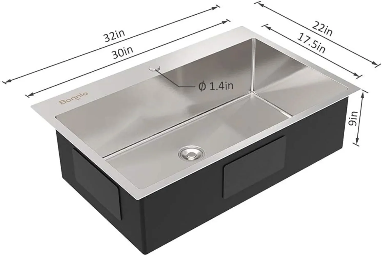 32 Inch Top Mount Kitchen Drop-in, Farmhouse Kitchen Sink With Sink Protector 18 Gauge, Workstation