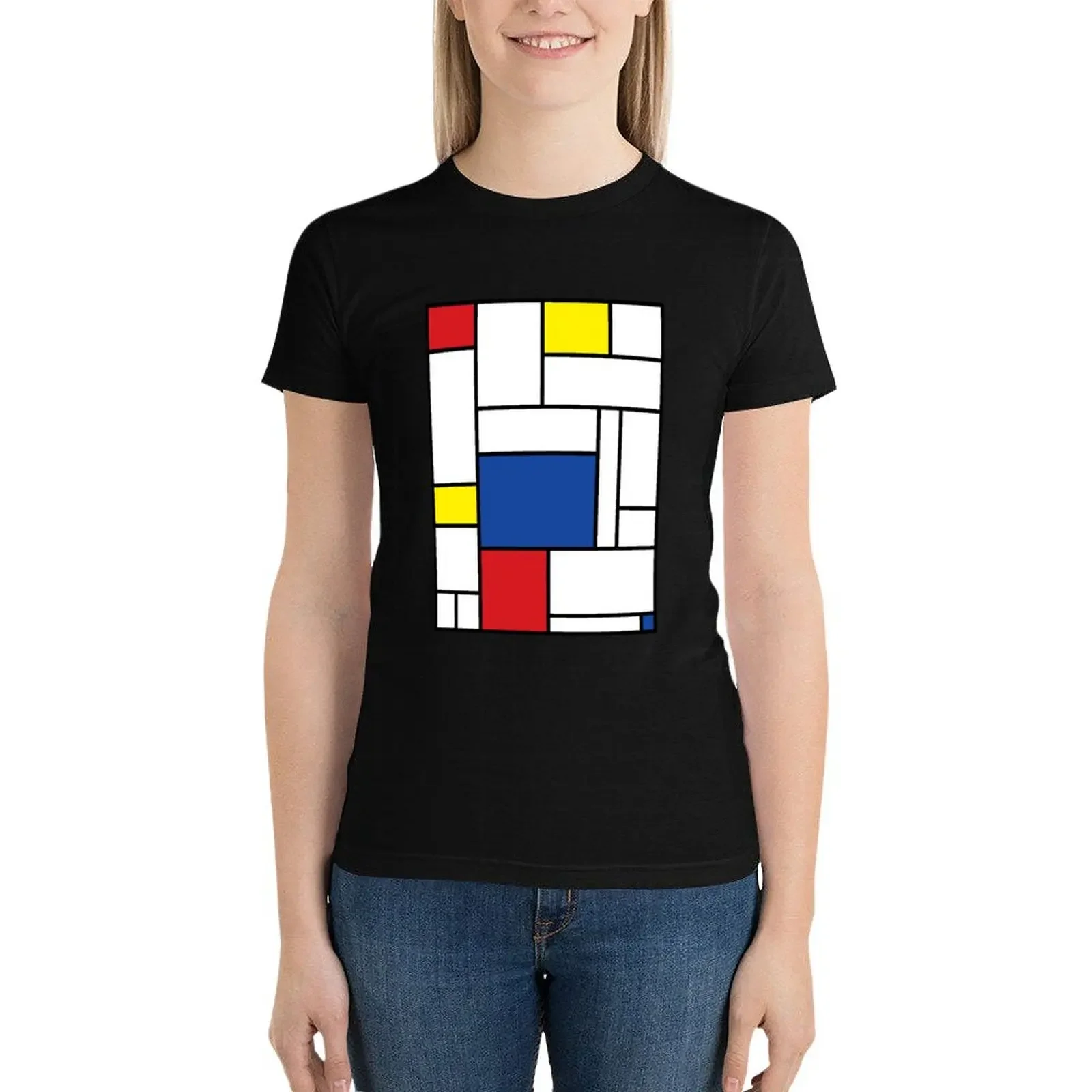 Mondrian Minimalist De Stijl Modern Art II ? fatfatin T-Shirt cute clothes summer tops Female clothing Women's cotton t-shirt