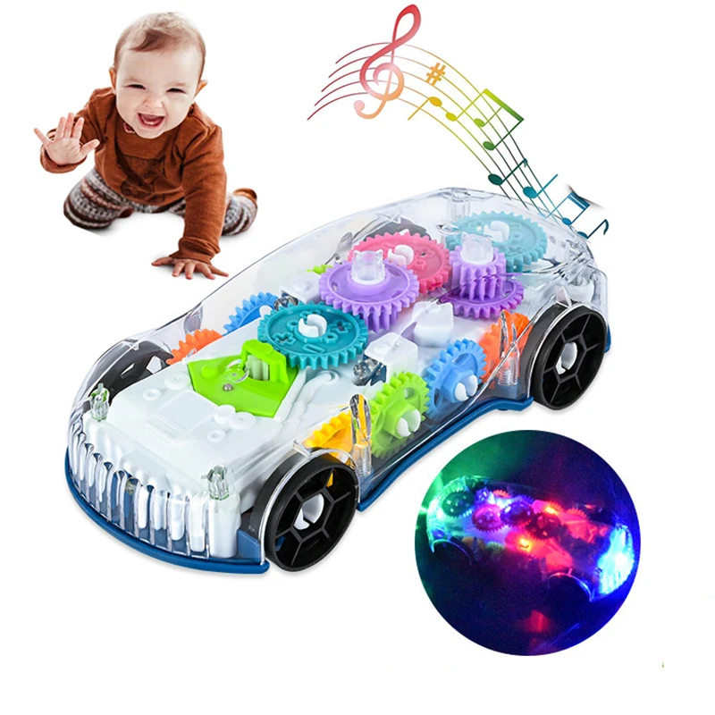 Baby toys Toddler Police Car Electric Vehicle Toy Auto Driving Transparent Gears Music Lights Cars Toys for Kids Boys