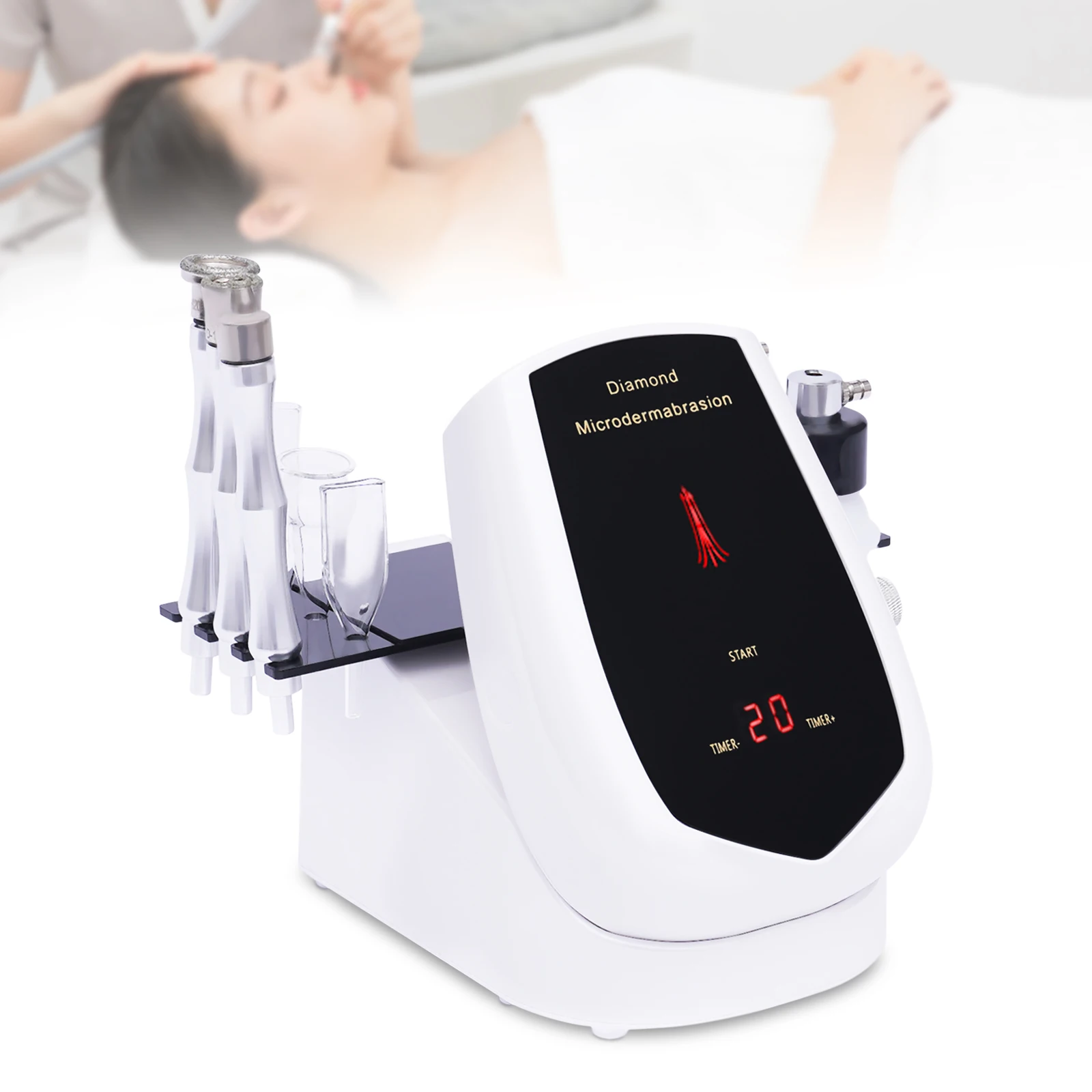 Dermabrasion Facial Machine 3 in 1 Diamond Microdermabrasion Machine with Touch Screen and 9 Micro-Sculpting Heads