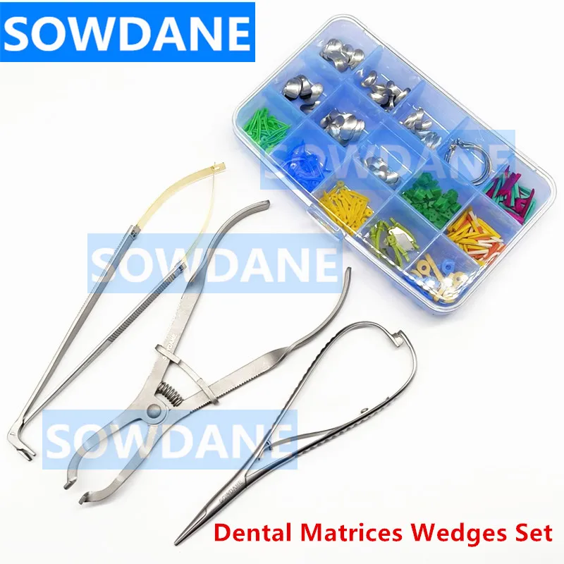 

Dental Metal Matrice set Matrix Ring Delta Dental Rubber Elastic Wedge Plastic Wooden Wedge Matrice holder Ring Distractor Plier