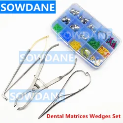 Dental Metal Matrice set Matrix Ring Delta Dental guma elastyczna klin plastikowy drewniany klin Matrice uchwyt breloczek Distractor Plier