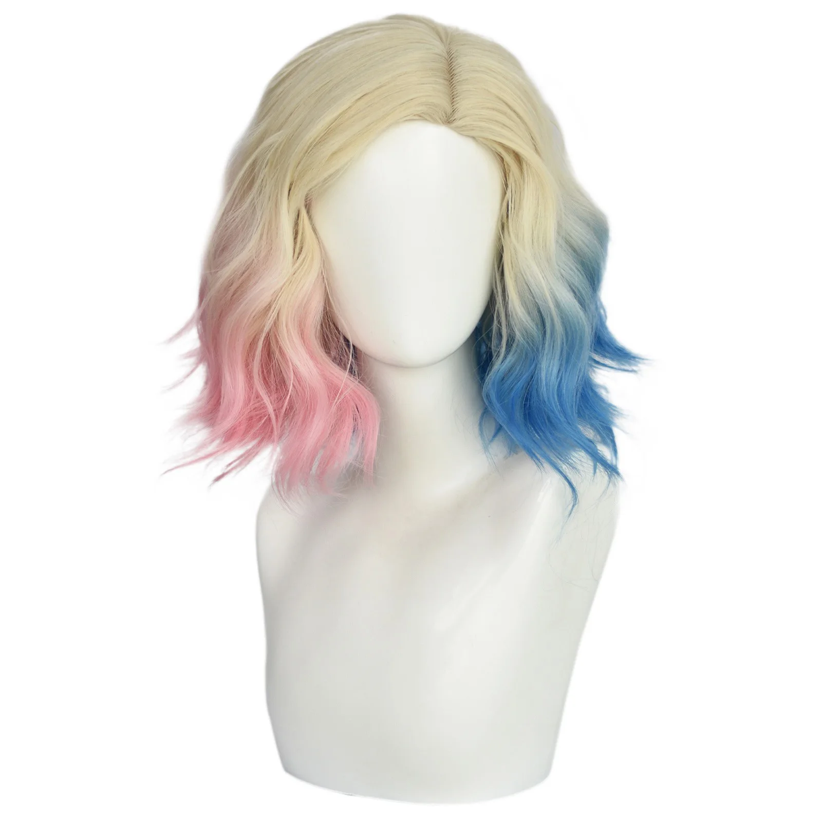 Wednesday Enid Blonde Sinclair Cosplay Pink Blue Gradient Wigs Wavy Short Bob Hair Halloween Costume Props Cosplay Role Play Wig