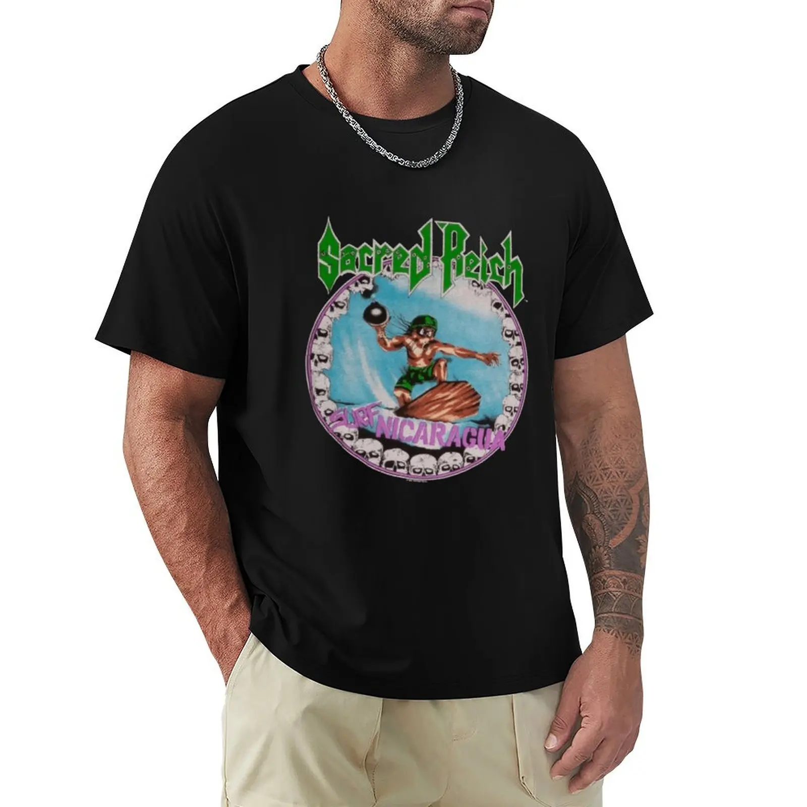 Sacred Reich T-Shirt Novelty Print Casual Tee Shirt
