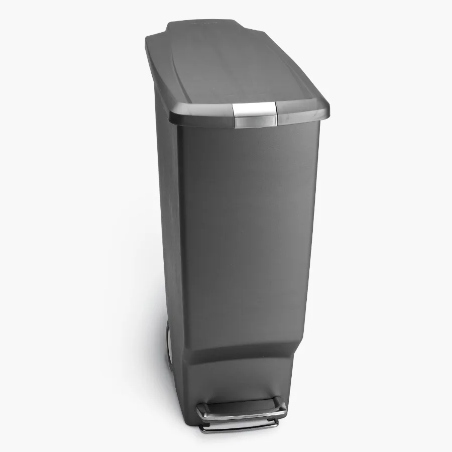 

Kitchen Trash Can, 10.6 Gallon Plastic Step Garbage Bin with Secure Slide Lock Lid for Home Office Bathroom, Gray, Odor-Resista