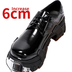 Luxury Derby Shoes for Men Genuine Leather Thick Sole Casual Increased 6cm Men's Dress Shoes Business Mecha Shoes Zapatos Hombre