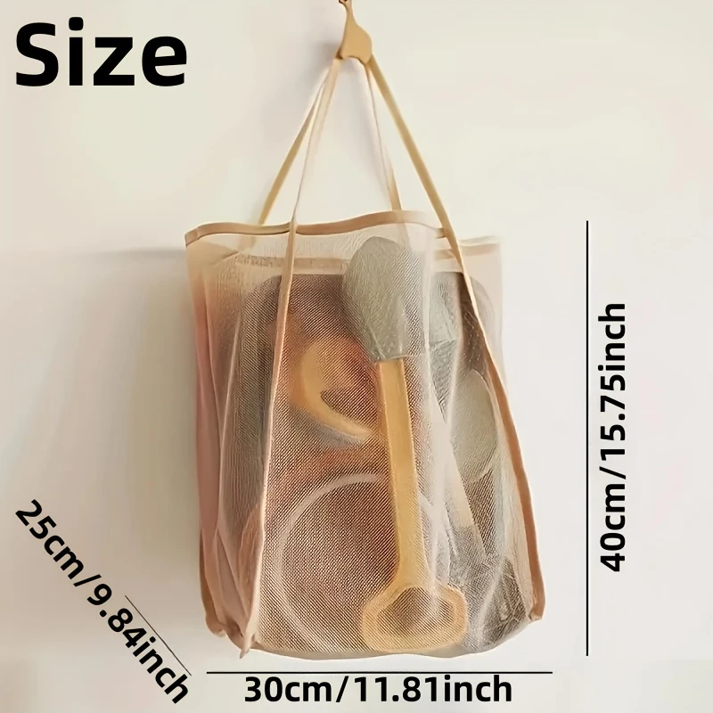 1pcLarge Capacity Mesh Beach Bag Durable Solid Color Sturdy Handles Travel Beach Vacation Camping Multi Purpose Storage Heavy view 6