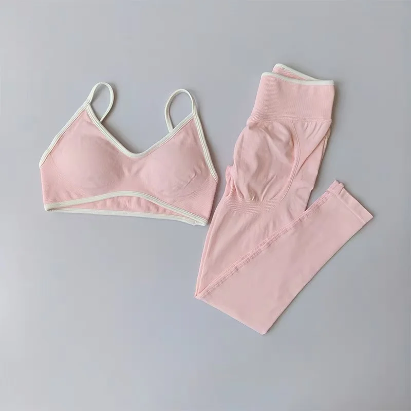 Fitnessanzug für Damen, Trägerhose mit Kontrastfarben-Patchwork, stoßfest, schlankmachend, schnelltrocknend, mit „Nude-Feel“-Gefühl, Yoga-Bekleidung – Detail 14
