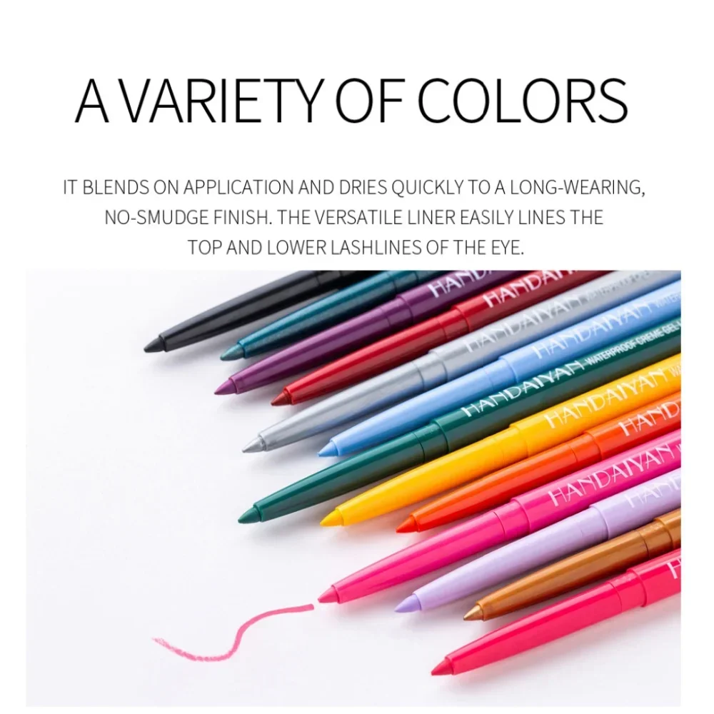 HANDAIYAN Matte Eyeliner Crème Pen Langdurige Geen Vlekken Waterdicht Oogpotlood Sneldrogend Hooggepigmenteerde 20 Kleuren Eyeliner Gel