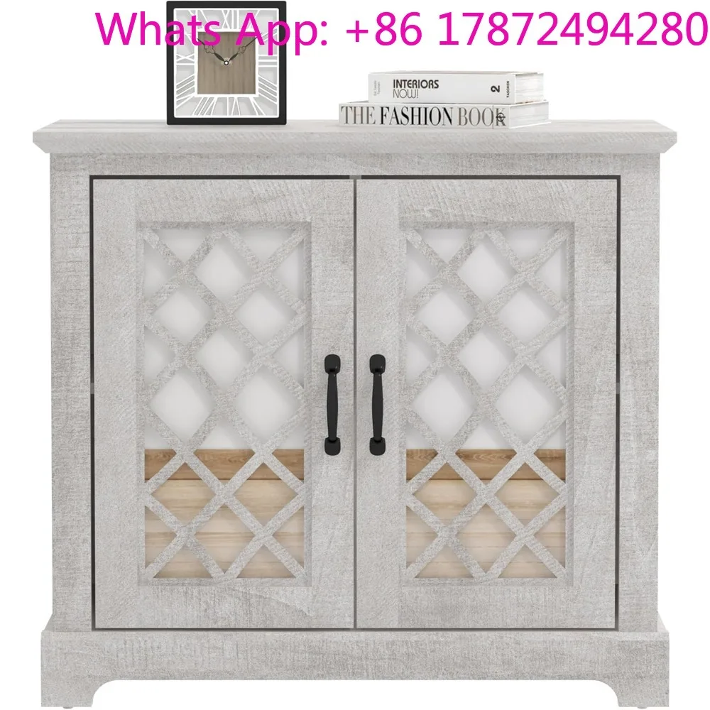 2-Door Sideboard Buffet Cabinet – Compact Storage with Acrylic Mirror Doors