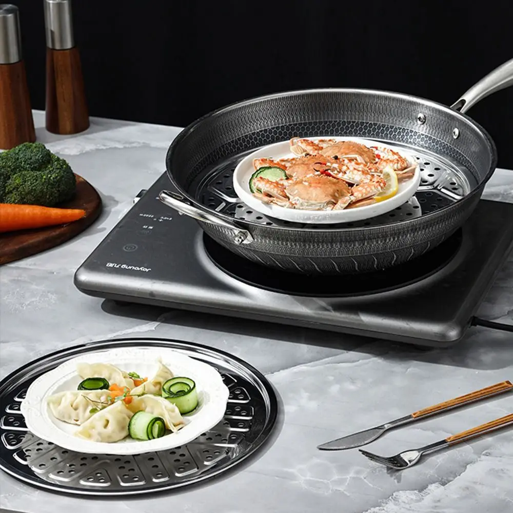 Durable Stainless Steel Steamer Rack Round 22-40cm Steamer Compartment Cooker Canning Rack For Baking Cooking Steaming