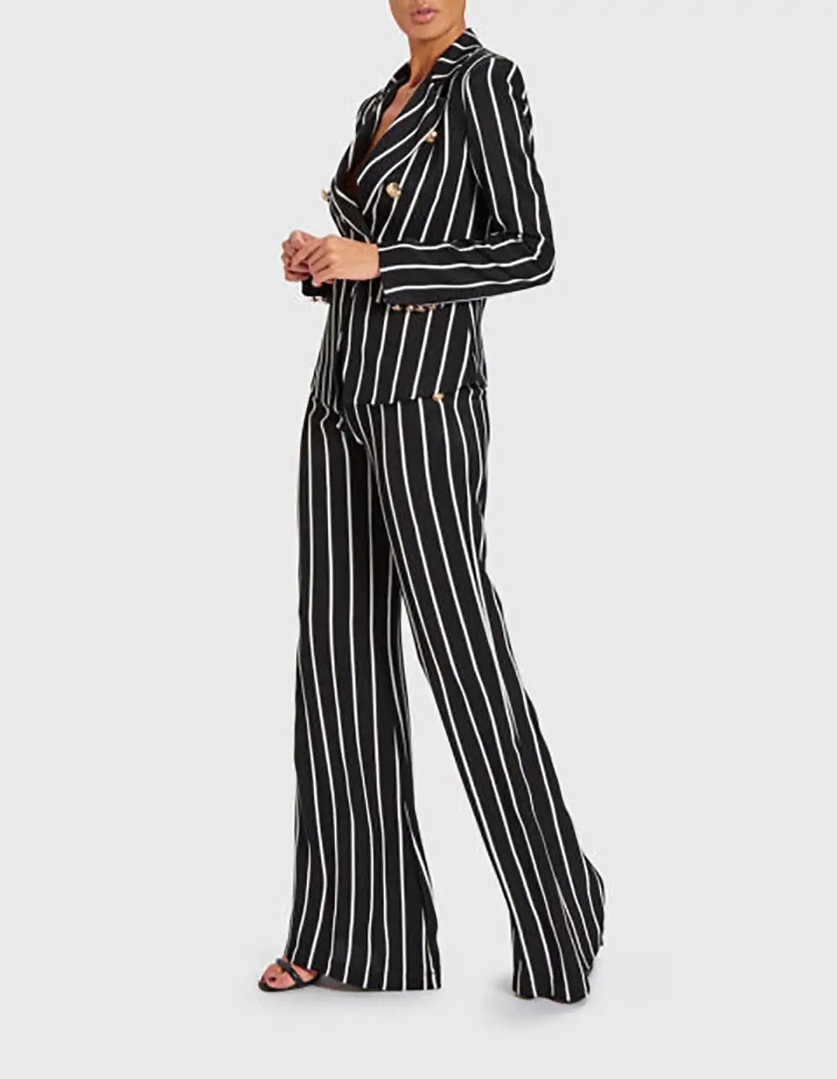 Unique 2 Pieces Customized Women Suits Notched Lapel Double Breasted Pants Sets Stripe Classic Fit Office Ladies Work Wear