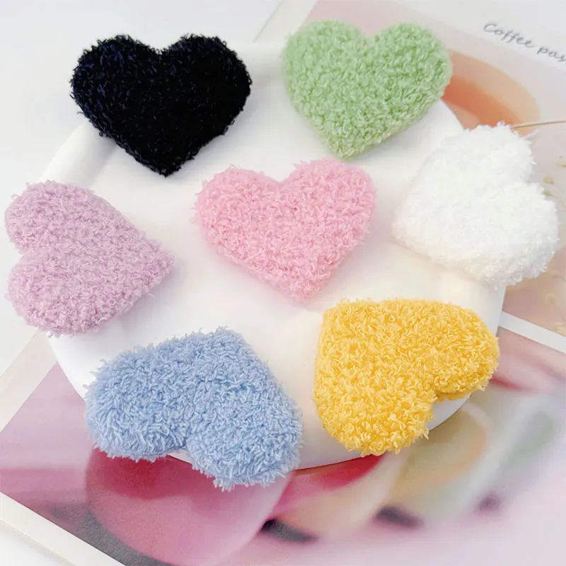 28 Stück doppelseitige Teddybär-Plüschherz-Aufnäher für DIY-Kleidung, Hüte, Näharbeiten, Kopfschmuck, Haarspangen, Dekorationsaufnäher – Detail 1