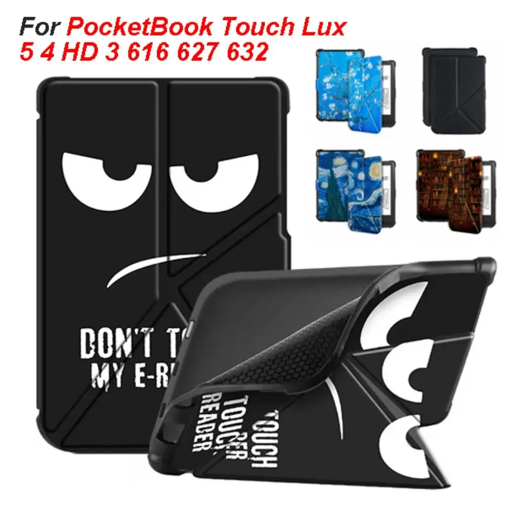 Auto Sleep/Wake 6 Inch E-Reader Case Multi-Folding Stand Airbag Back Cover for PocketBook Touch Lux 5 4 HD 3 616 627 632